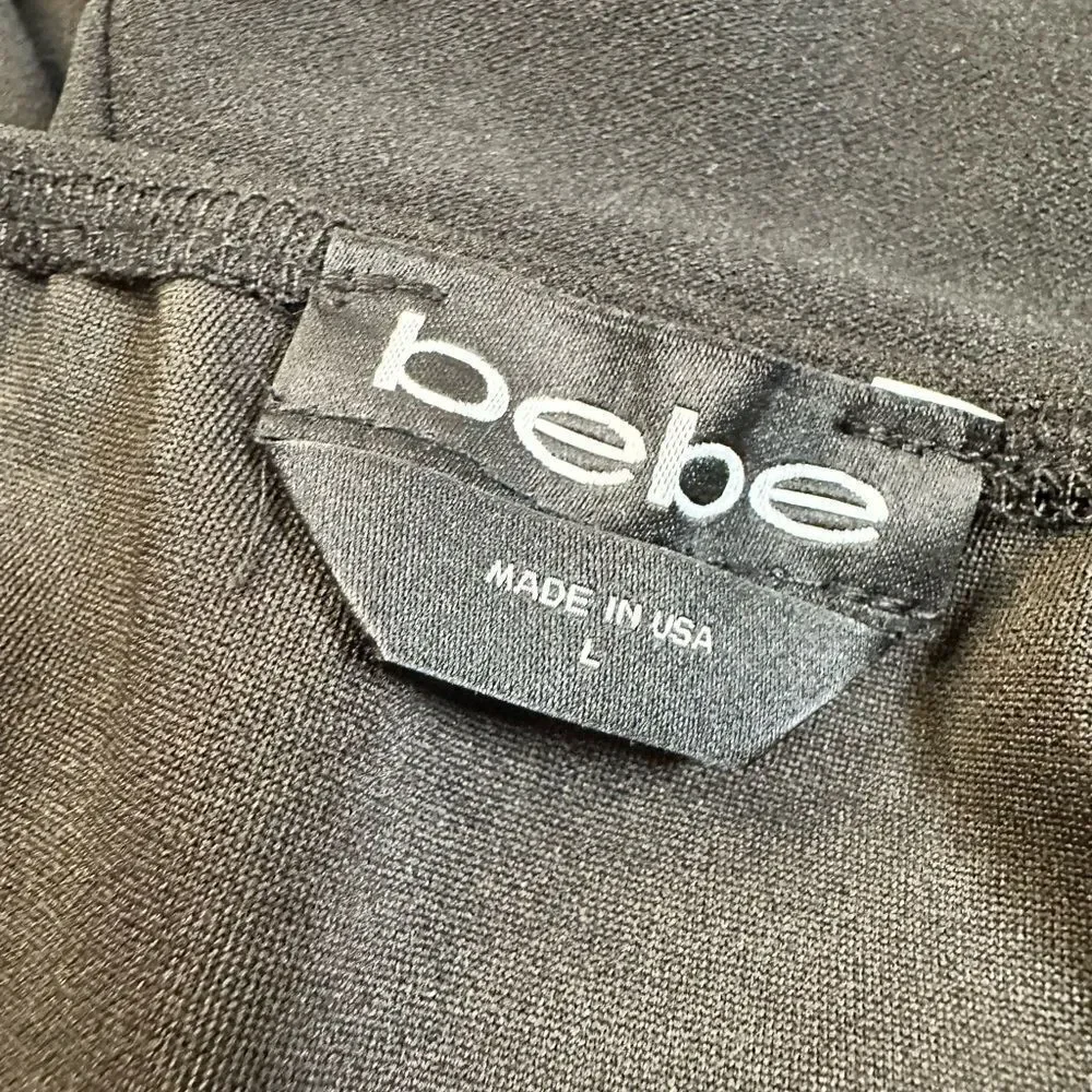 NWOT BEBE Women’s Little Black Mini Dress Adjustable Straps - Size Large - Picture 3 of 8